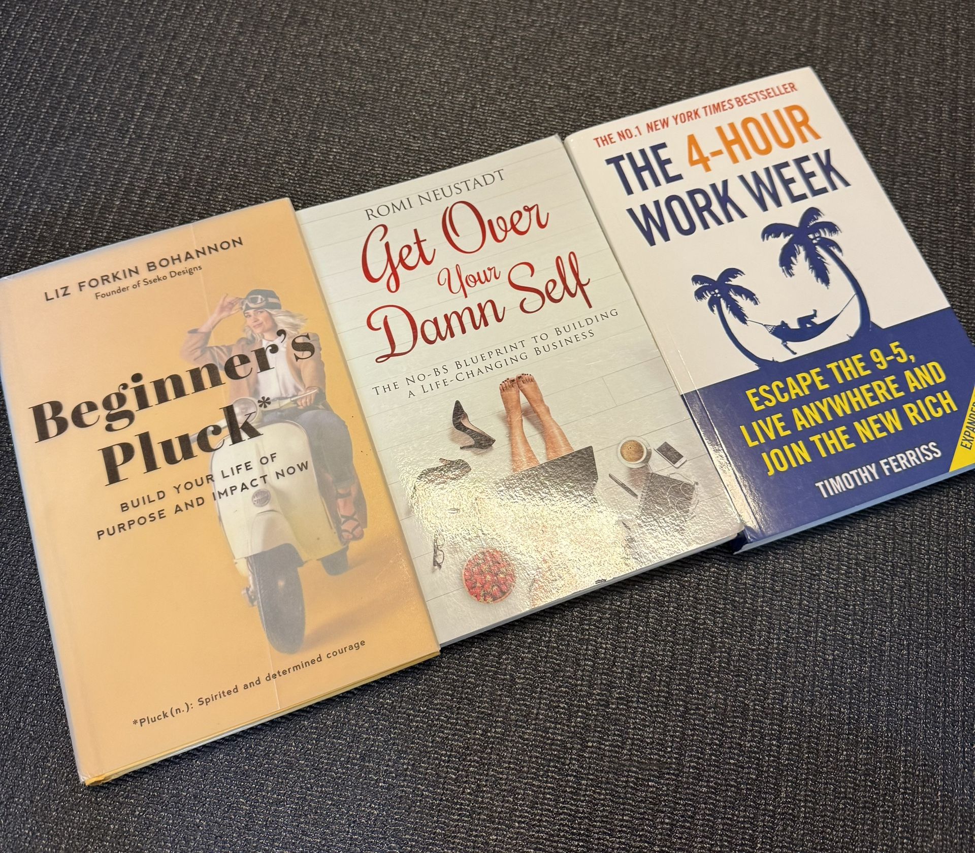 Business Book Bundle - The 4-Hr Work Week / Beginner’s Pluck / Get Over Your Damn Self