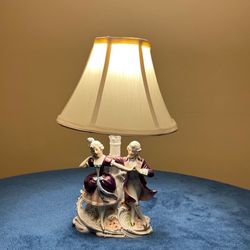 Vintage Era Romantic Dancing Couple Ceramic Lamp with Shade