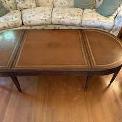 Vintage Leather Coffee Table And Two Tables 