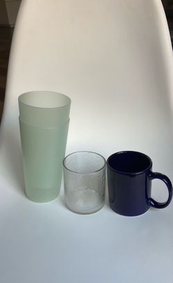 Cups glass and mug