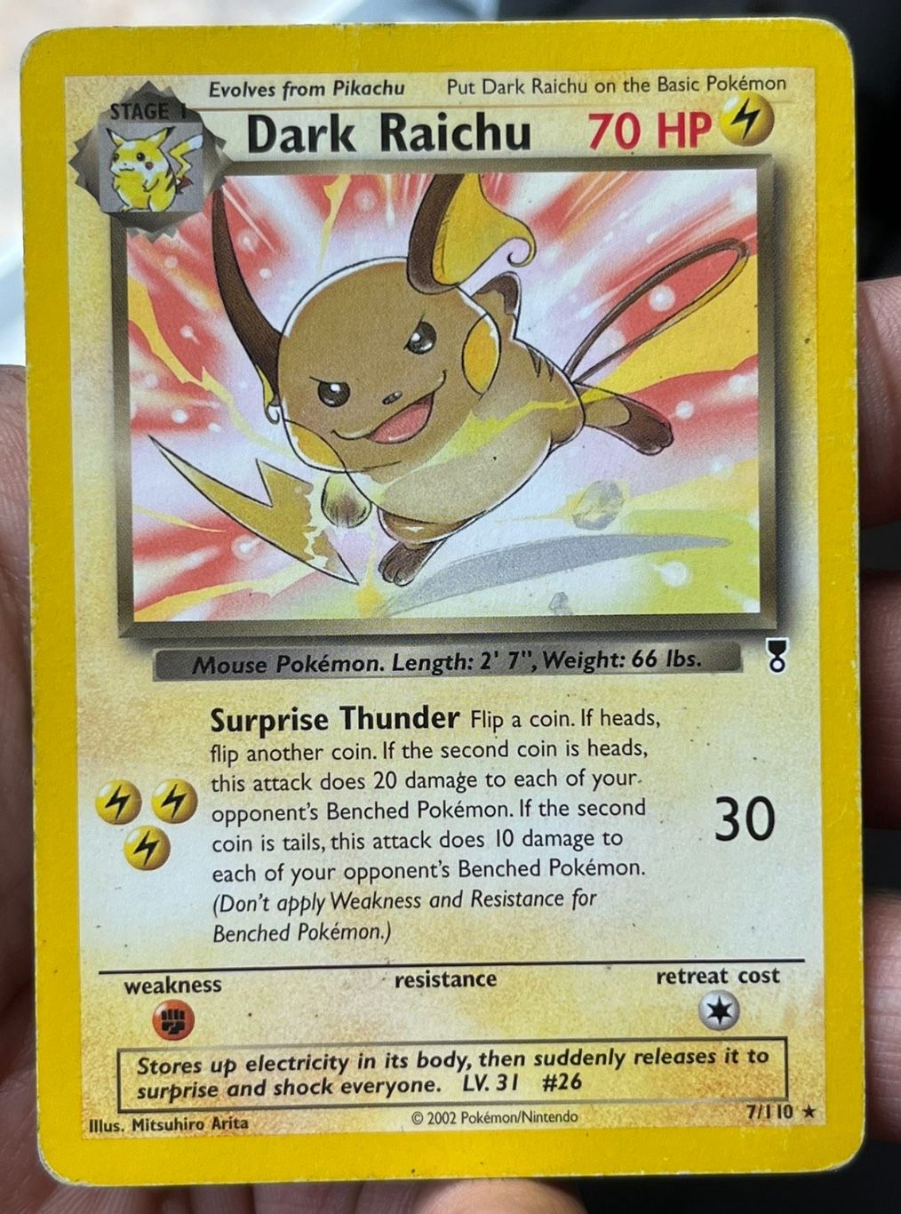 Dark Raichu 7/110 Legendary Collection Non Holo Rare Pokémon TCG 2002 HP WoTC 