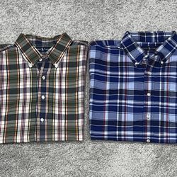 Lot of 2 Men’s Size Extra Large XL Short Sleeve Ralph Lauren Collar Button Down Shirt 