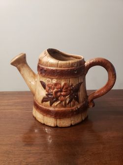 Vintage Ceramic Watering Can Planter 