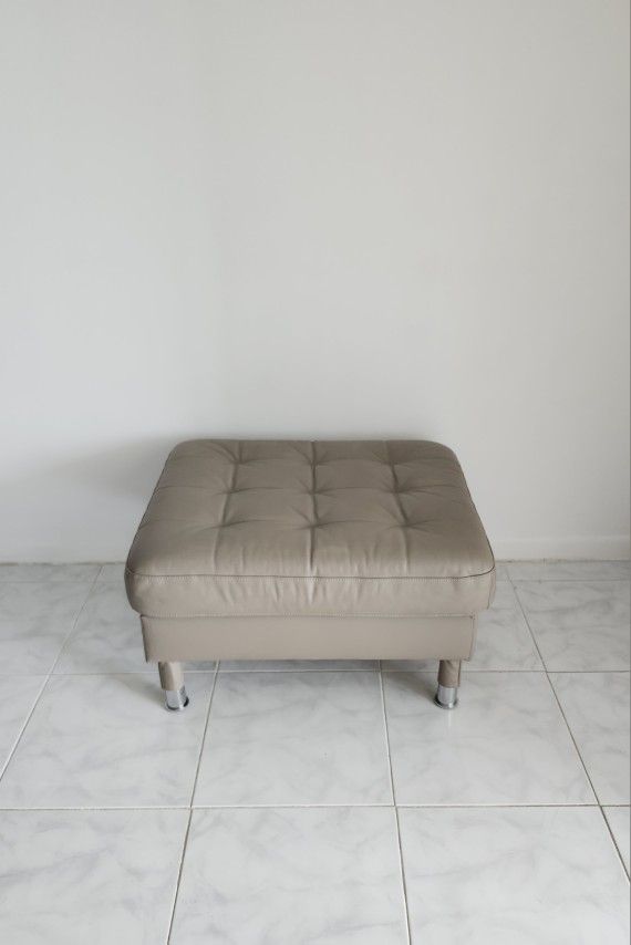 Ikea Beige Leather Ottoman Morabo