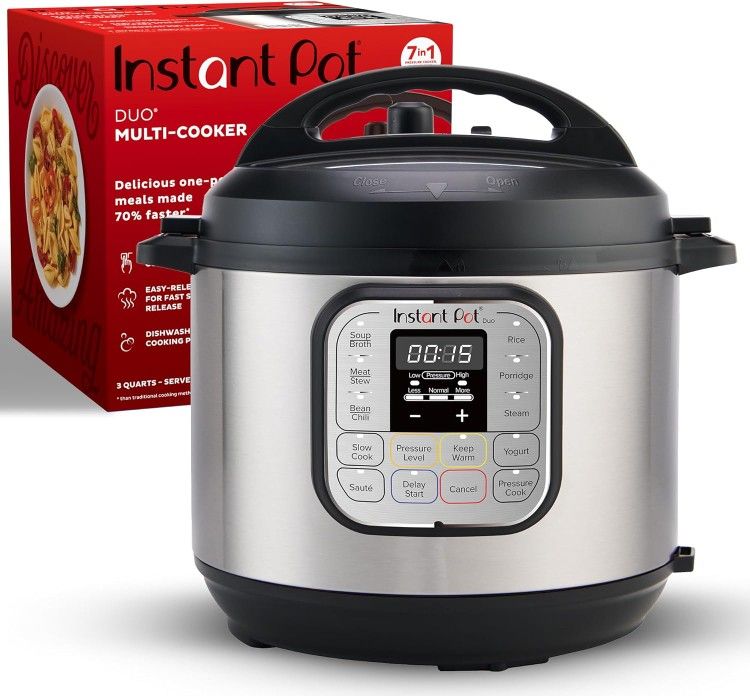 Instant Pot Duo 7-in-1 Mini Electric Pressure Cooker,Stainless Steel, 3 Quart