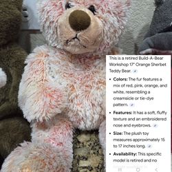 Build A Bear Orange Sherbet Bear