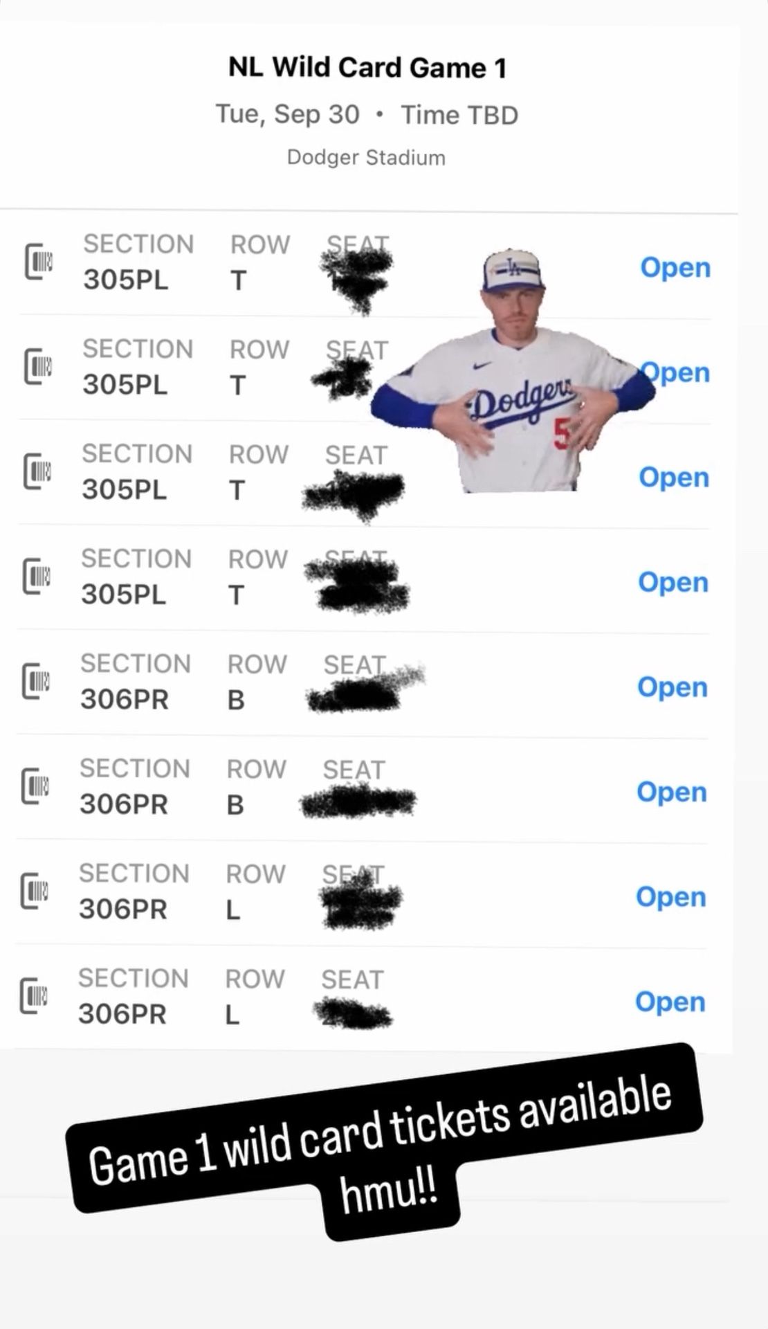 Dodger Tickets 9/30/25