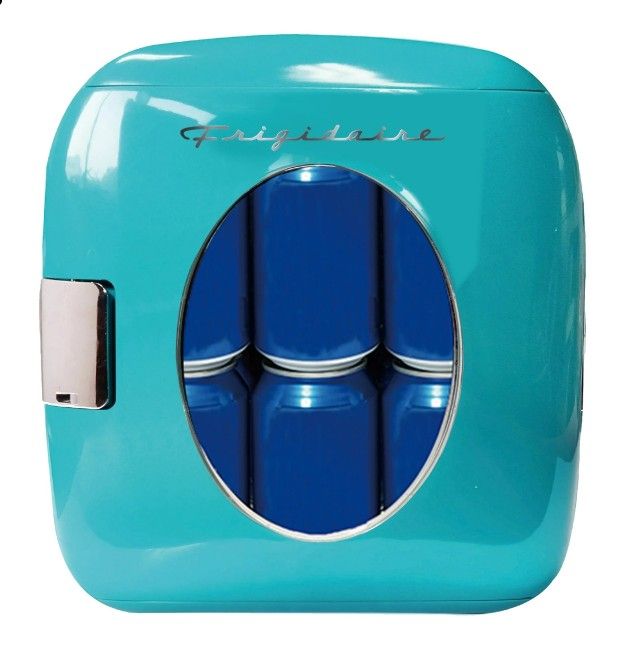 Frigidaire Portable Retro 12-Can Mini Beverage/Skincare Mini Personal Fridge Cooler, EFMIS462, Blue