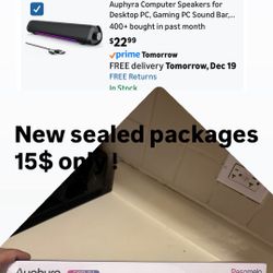 Computer Speakers for Desktop PC, Gaming PC Sound Bar, Plug and Play - USB Power with 3.5mm Audio, RGB Gradient Lighting, One-knob Control, for Comput