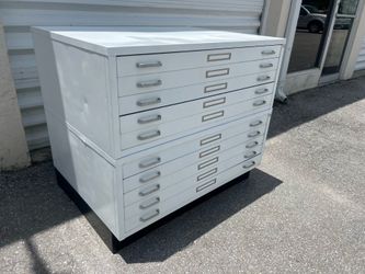 Delivery Available! Vintage Stacor 10 Drawer Metal Flat File Architect Blueprint Map Storage Cabinet! All drawers work great, great condition! Three p