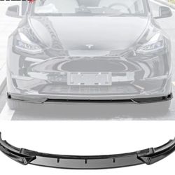 Fits 20-22 Tesla Y 3PCS Front Bumper Lip Spoiler PP IKON Style-Gloss Black
