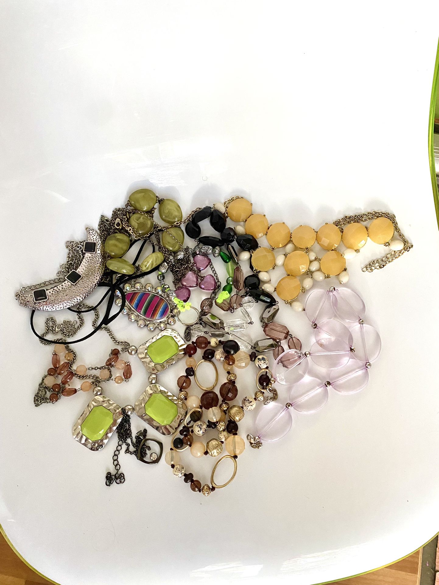 Jewelry Bag of 11 Necklaces and Keychain. Undamaged! Gold & Silver Tone Chains. Prom Wedding Birthday Party Cocktail. Super Sale! $20 All!