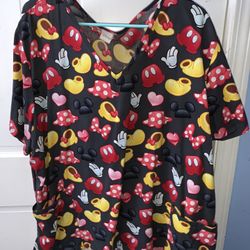 Mickey and Minnie scrub top