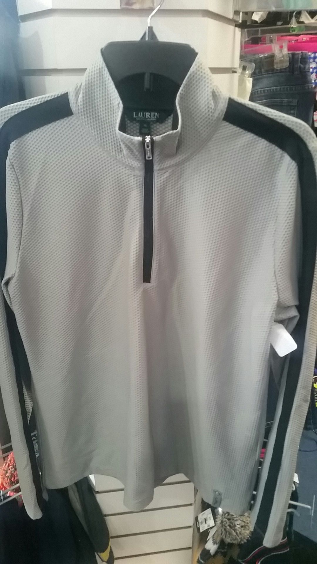 Ralph Lauren Womens Gray Half Zip Shirt Size XL