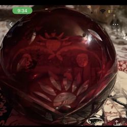 Large ruby red glass ball can be a paper weight no chips vintage