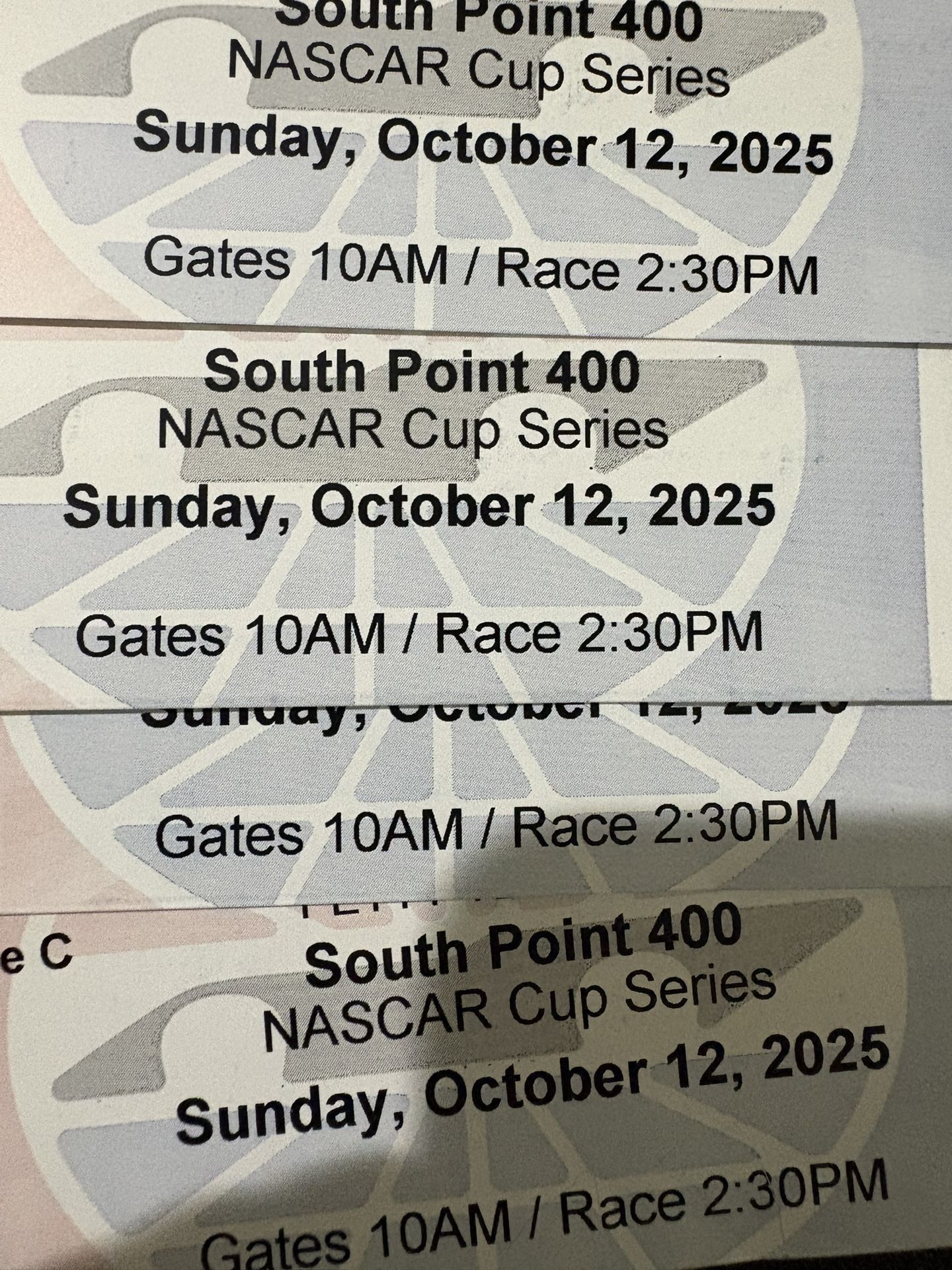 Richard Petty Terrace, Nascar Tickets Sunday’s Race Las Vegas $70 Each 