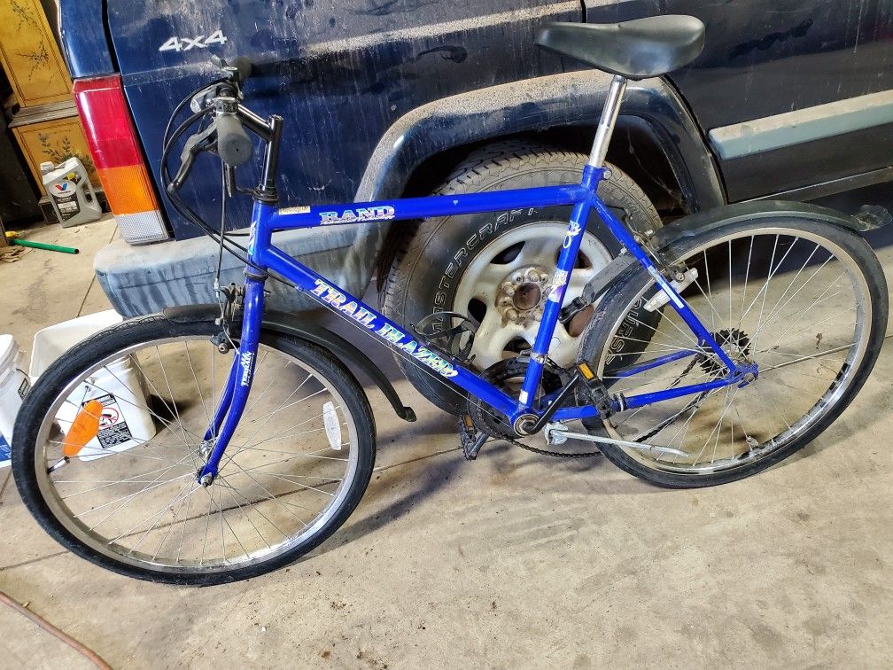 Rand 21 inch mountain bike. Needs work with the derailer controls,and