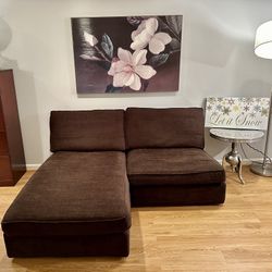 Brown Chaise Lounge and Oversized Chair