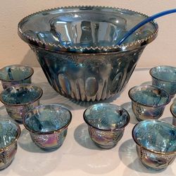 Carnival Glass Punch Bowl Set