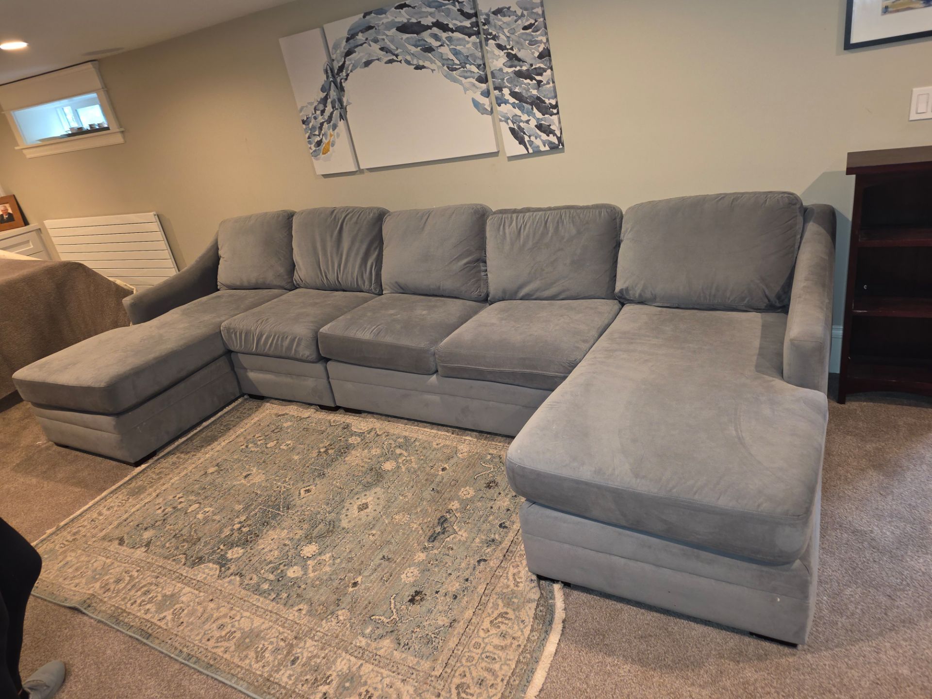Blue/Grey sectional couch 148" wide