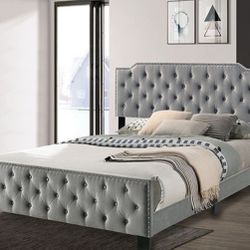 Gray King Bed Frame - Mattress Sold Separate (Free Delivery)