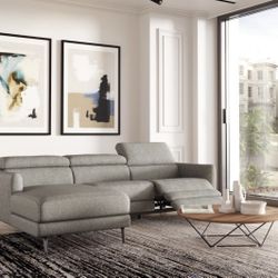 Modern Miami Divani Casa Lupita - Modern Grey Fabric Left Facing Sectional Sofa