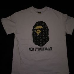 White Mcm Bape Tee