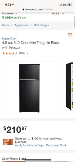 Magic Chef 4.5 cu. ft. 2 Door Mini Fridge in Black with Freezer (2