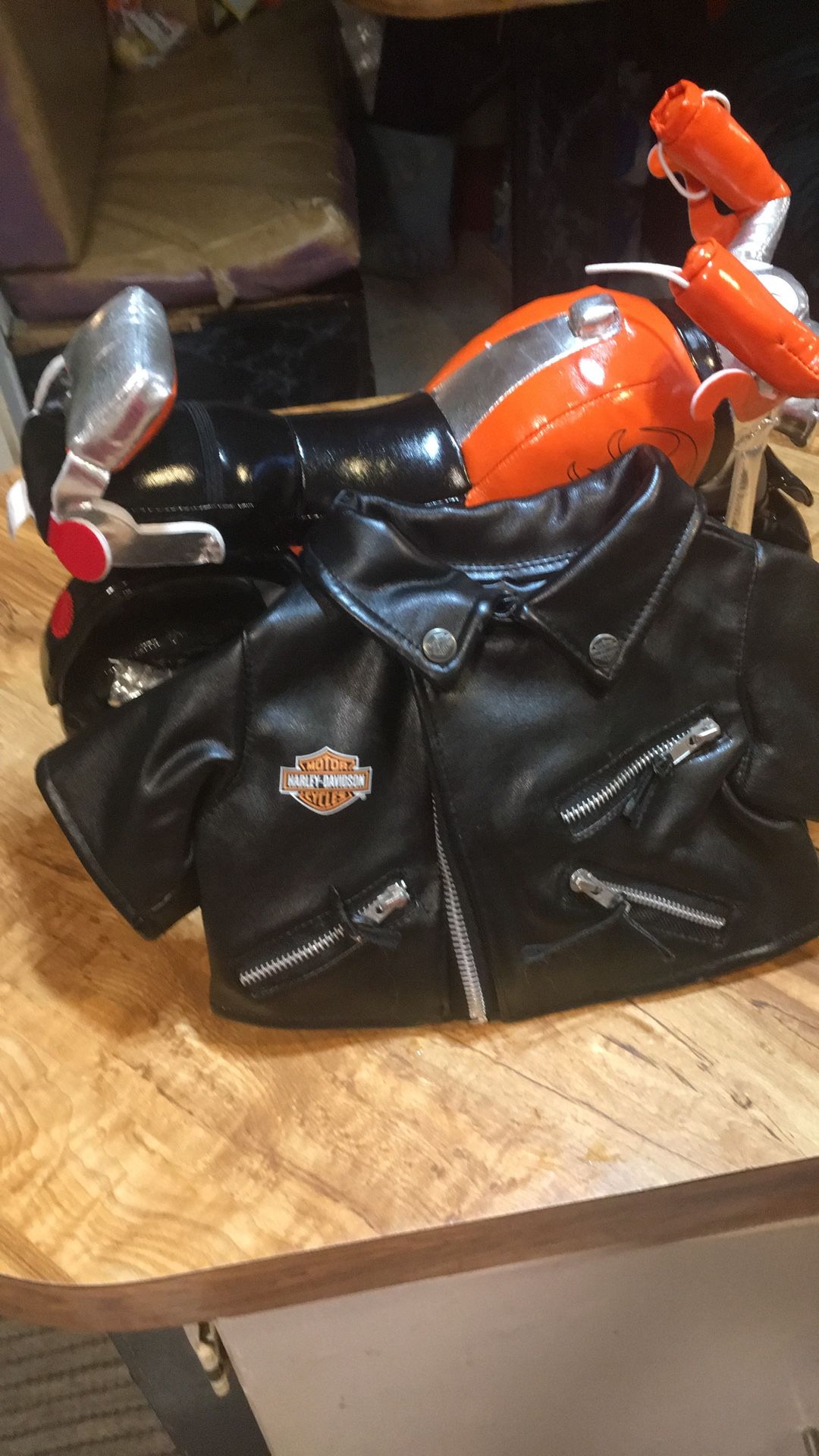 Harley Davidson toy motorcycle for stuffed bear with jacket