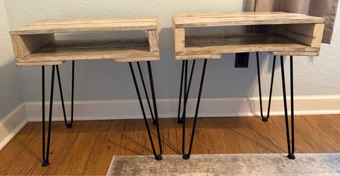Two hand crafted rustic side tables.