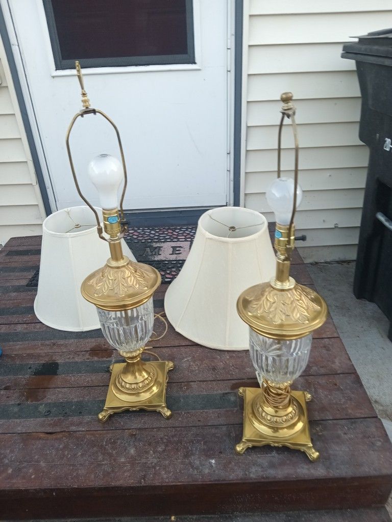 VINTAGE BRASS CRYSTAL LAMPS