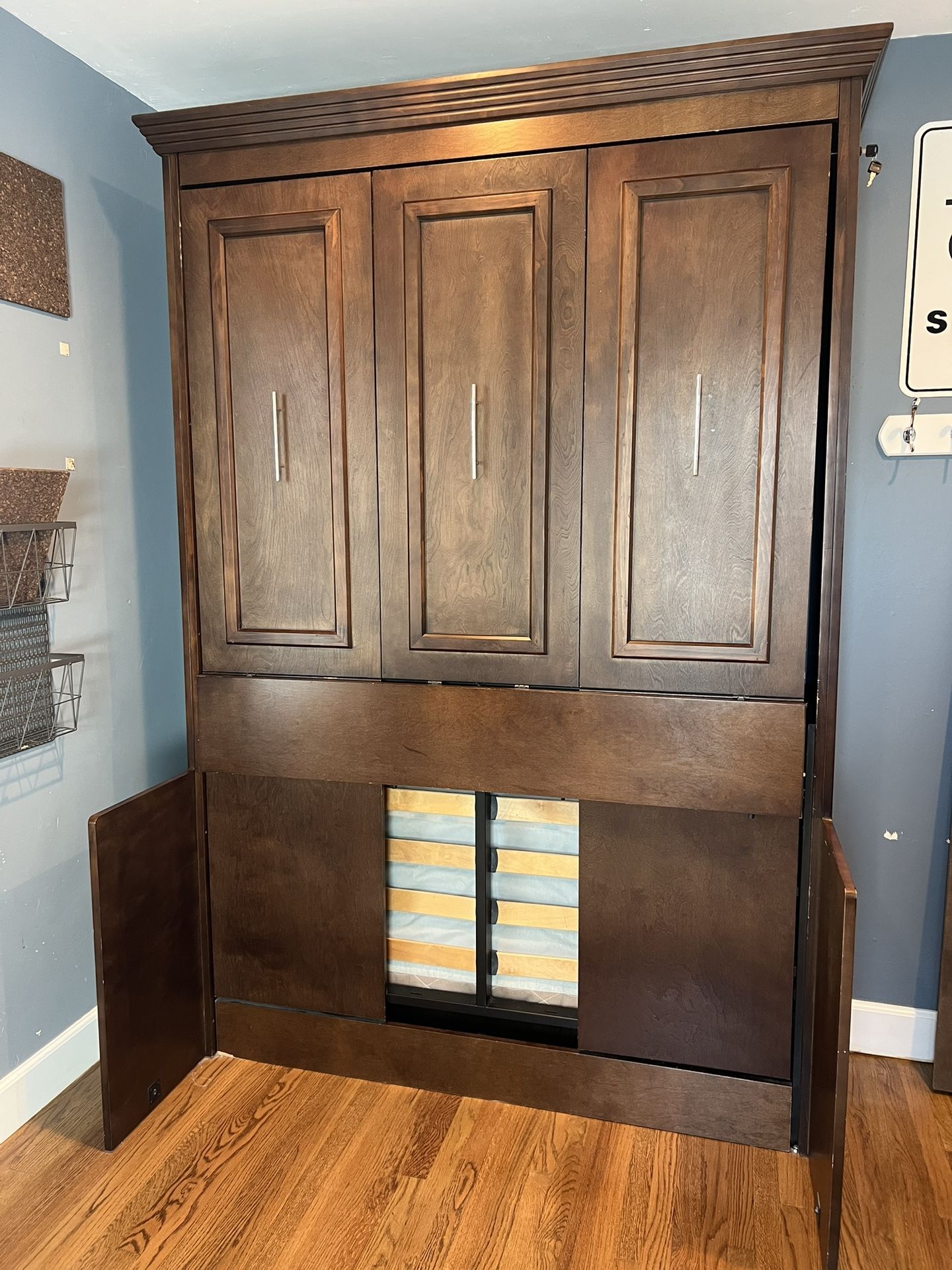 Bed & Room Or OFFICE : FULL size MURPHY Portrait Wall Bed with Desk (Mattress Included)