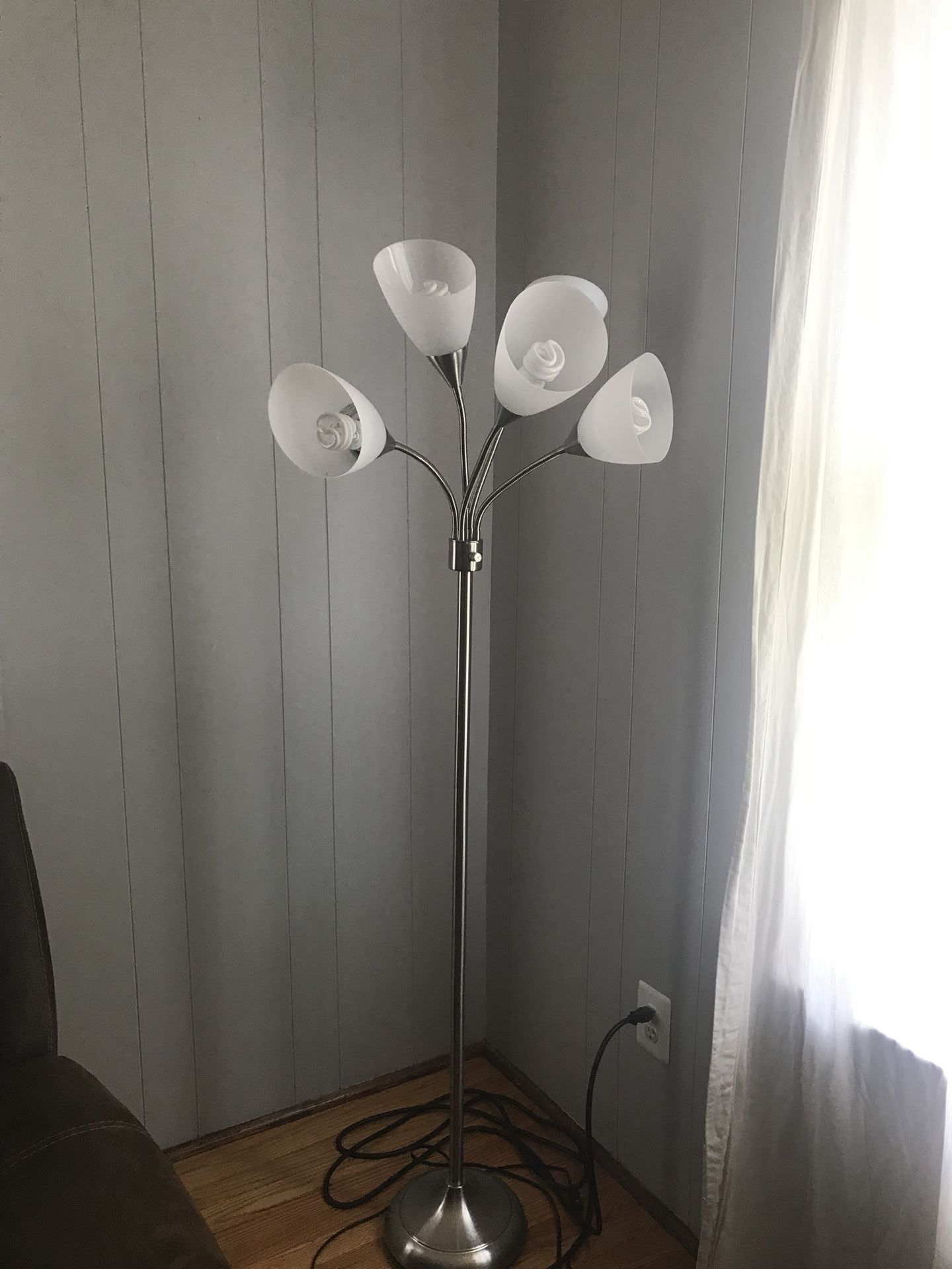 5 light floor lamp with cfl bulbs (two lamps)