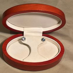 Silver Tone & Topaz Tone Rhinestone Stud Earrings