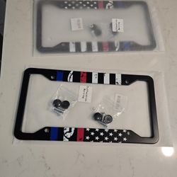 Police&Firefighter&EMT Flag License Plate Frames, Alumina Car Licence Plate