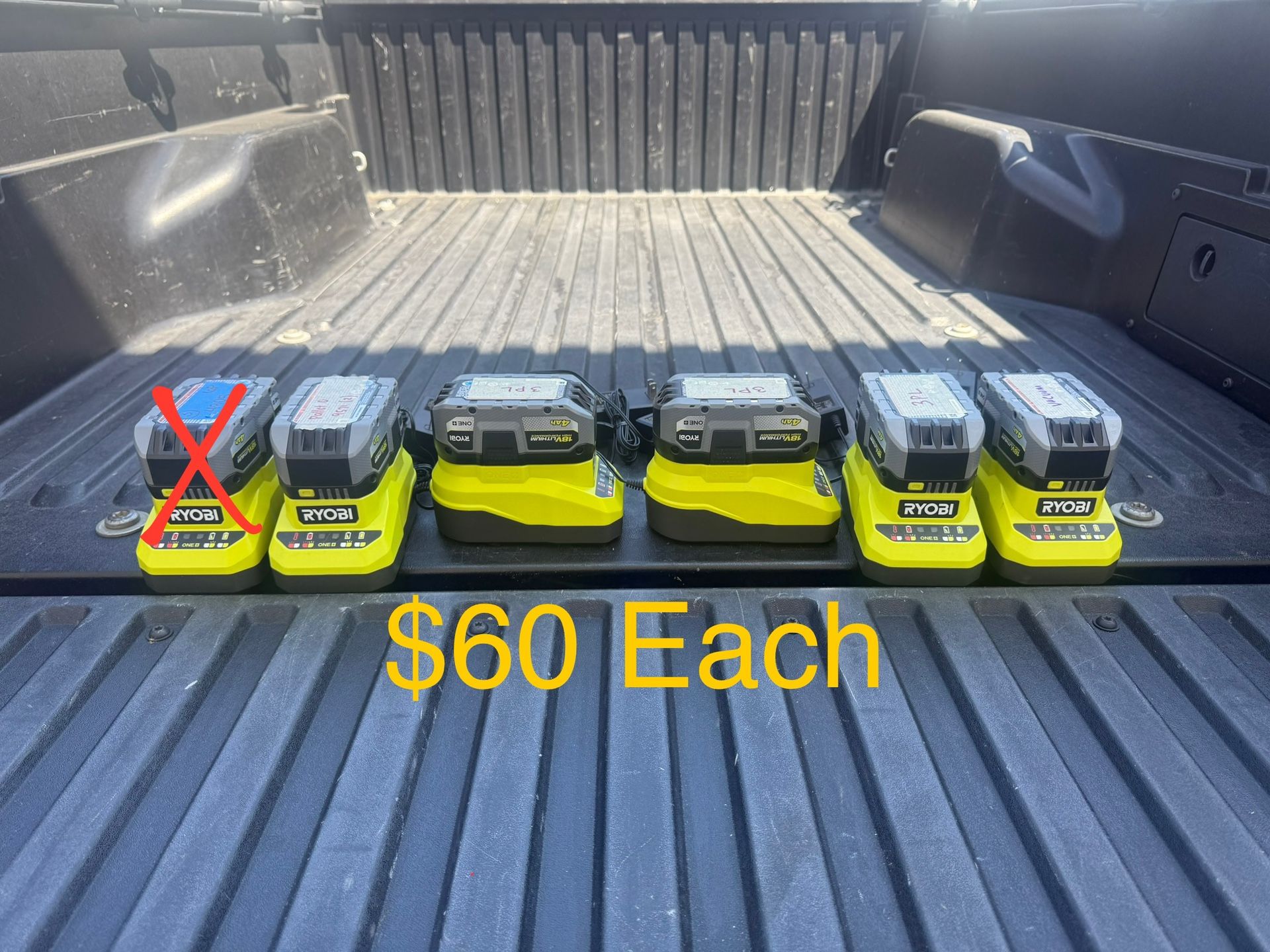 RYOBI ONE+ 18V 4.0 Ah Lithium HIGH PERFORMANCE Battery & Charger Starter Kit **$60 Each**