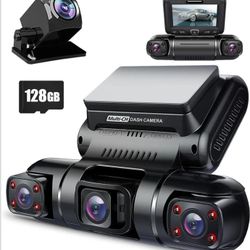 PRUVEEO 360 Degree View 4 Channel Dash Cam Front and Rear Inside Left Right, Dash Camera for Cars, Built-in GPS WiFi Night Vision, 24/7 Recording Park