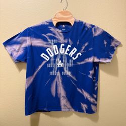 Men’s XXL MLB LA Los Angeles Dodgers Blue LAD Bleached Upcycled Tie Dye Shirt