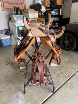 Western Saddle + Spurs – Like New – $450