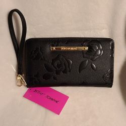 Betsey Johnson black roses wristlet 