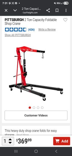 2 Ton Capacity Foldable Shop Crane