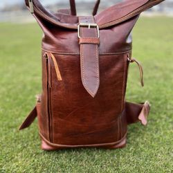 Brown Leather Backpack 