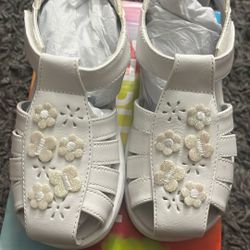 Girls New White Sandals 9c