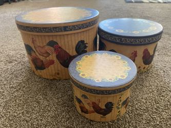 Set Of 3 Round Stacking/Nesting Storage Boxes