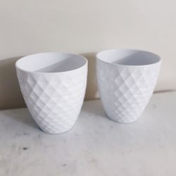White Plant Pots (Set Of 2) - Brand New!