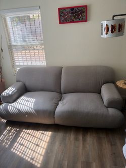 Gray Upholstered Loveseat / 2-Seat Sofa – Good Condition