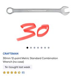 CRAFTSMAN 30mm 12-point Metric Standard Combination Wrench (no case)