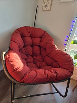 Red/Burnt Orange Papasan Chair ((BARELY USED))