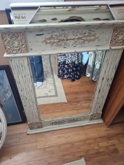 New 35x40 disstressed wood decorative wall mirror