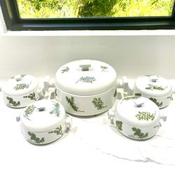Herb Garden Taste Setter Japan, covered casserole dish with 4 individual ones